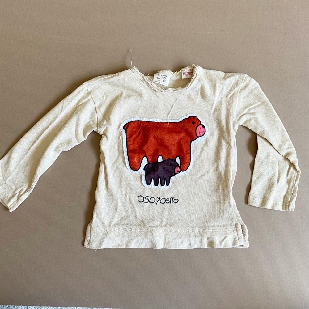 Zara baby bear long sleeve shirt 9-12 mo